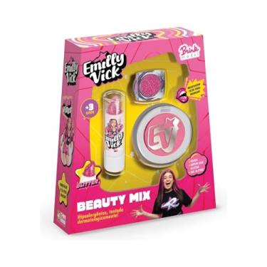 Imagem de Kit Maquiagem Infantil Beauty Mix Emilly Vick LX – Glitter, Batom e Blush – Hipoalergênico – Brink Model