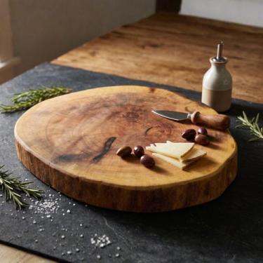 Imagem de Tábua Bolacha Madeira Maciça Corte E Frios Artesanal Premium - Ateliê 