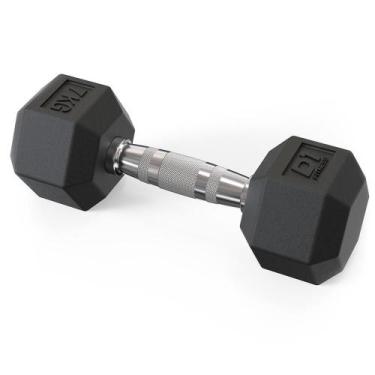 Imagem de Halter Dumbbell Sextavado Emborrachado 7kg D1 Fitness Preto Musculação