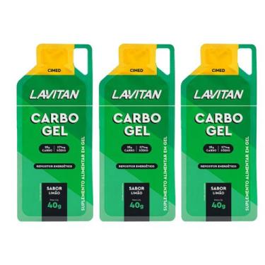 Imagem de Kit 3x Carbo Gel 3x40 gramas Sabor Limão Lavitan Cimed Especificação S