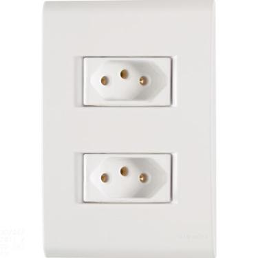 Imagem de Conjunto 4x2 com 2 Tomadas 2P+T Tramontina 10 A 250 V Liz Branco