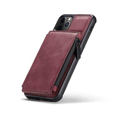 Imagem de Capa de couro com zíper para iPhone 13 12 11 Pro XS Max SE 2020 8 7 Plus Capa tipo carteira para Samsung S21 Ultra S20 S10, vermelha, para iPhone 7Plus 8Plus