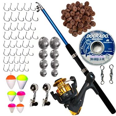 Imagem de Kit Pesca Pescaria Completa Vara Molinete Linha Com Itens