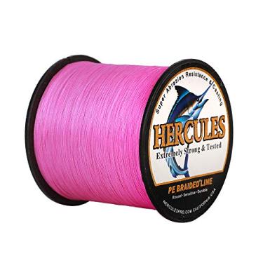 Imagem de Hercules Linha de pesca trançada super forte 4 fios super econômico de 1,8 kg a 2,3 kg Teste para água salgada, 109/328 / 547/1094 jardas (100 m / 300 m / 500 m / 1000 m), Diam# 0,08 mm - 0,55 mm Água salgada, rosa, 40LB(18.1KG)-0.32MM-1094YDS(1000M)