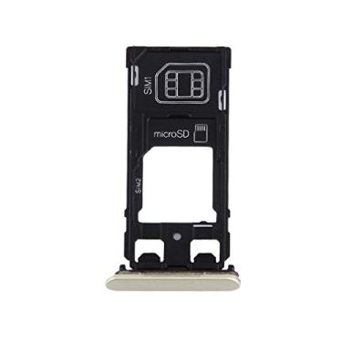 Imagem de JIJIAO Peças de reposição para reparo de cartão SIM + bandeja de cartão micro SD/SIM + plugue de poeira para porta de cartão para Sony Xperia X (versão Dual SIM) (grafite preto) peças (cor: 2)