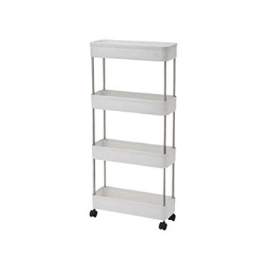 Imagem de Carrinho de cozinha com 3/4 níveis, suporte de armazenamento móvel, unidade de prateleira, organizador de cozinha, prateleira de plástico, organizador de cozinha, prateleiras de vegetais para cozinhas (tamanho: Grande)