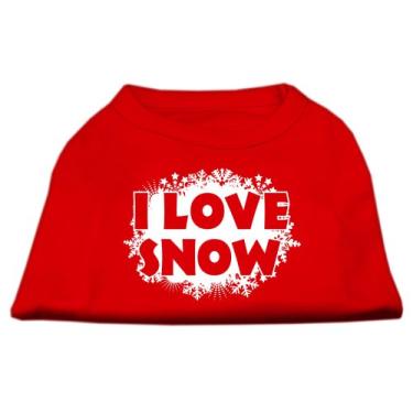 Imagem de Mirage Pet Products Camisetas com estampa I Love Snow de 30,5 cm para animais de estimação, médio, vermelho