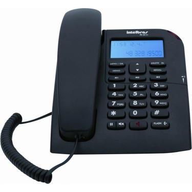 Imagem de Telefone com fio TC 60 ID PRETO com Identificador de chamadas, Display Luminoso, Vivavoz INTELBR