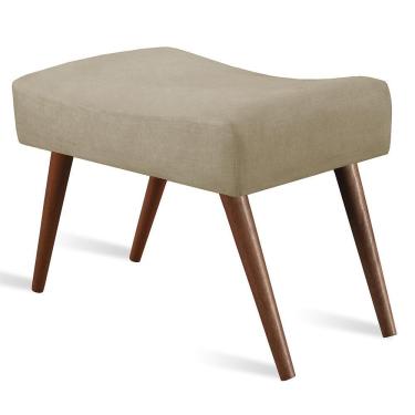 Imagem de Puff Cama inBox Aluna Retangular com Pés em Madeira Maciça Tecido Suede Bege