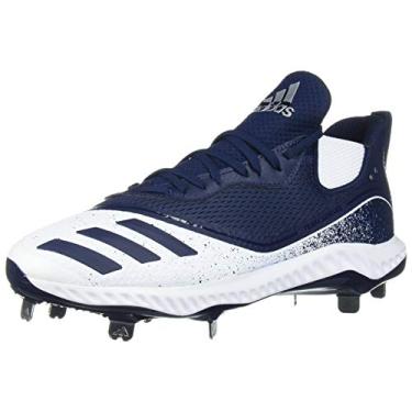 Imagem de adidas Sapato de beisebol masculino Icon V Bounce Cleats, Ftwr Branco/Azul Marinho/Collegiate Navy, 7.5