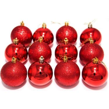 Imagem de Kit 36 Bolas Vermelhas Enfeite Natalino Árvore Natal 40mm