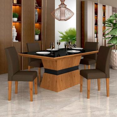 Imagem de Mesa Com 4 Cadeiras 1,36 Versalhes Cin/preto/marrom - Móveis Arapongas