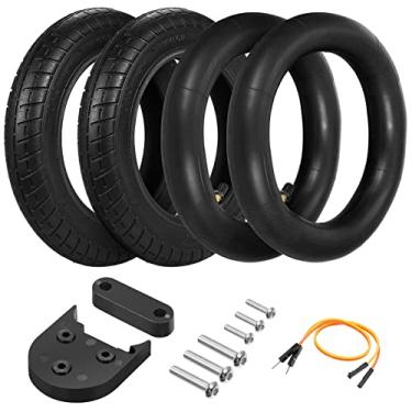 Imagem de Câmara de ar de scooter elétrica,10 x 2,0 polegadas tubo interno inflável conjunto de roda de pneu externo com guarda-lamas espaçador suporte de substituição espaçador para M365 acessórios scoo