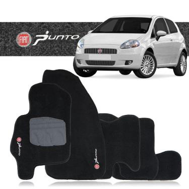 Imagem de Jogo Tapete Carpete Automotivo Punto 2007 2008 2009 2010 2011 2012 5 Peças Preto Bordado