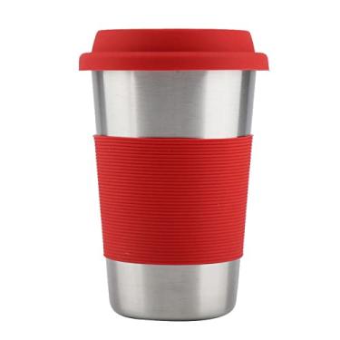 Imagem de Copos de a?o inoxid¨¢vel com tampas,copos de 500 ml com manga de silicone copo de metal pint copos inquebr¨¢veis ??para crian?as e adultos garrafa de ¨¢gua com isolamento(red), X¡§acara Copo de A?o