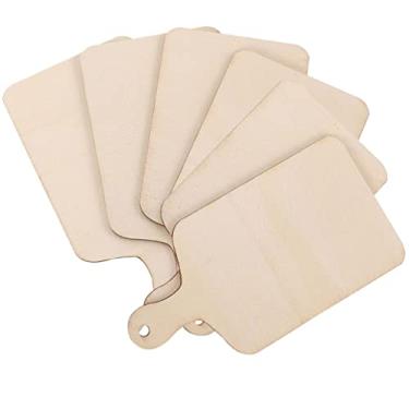 Imagem de Hemoton 6 peças de madeira casca de pizza prato de sushi prato de sobremesa mini pá de pizza tábua de queijo charcutaria tábua de servir frutas legumes tábua de corte para cozinha doméstica