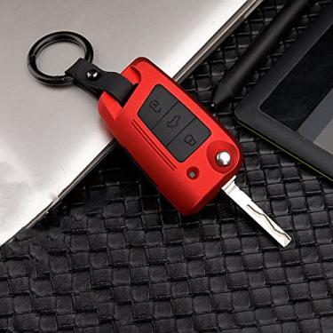 Imagem de CSHU Silicone Car Key Case Cover, Fit For Volkswagen VW Golf 5 6 7 MK7 Tiguan MK2 Polo Passat B5 B6 B8 Skoda Octavia 2 3 A5 A7 Kodiaq,B Red
