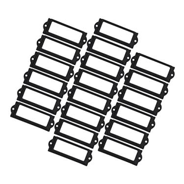 Imagem de Fenteer 20 x porta-etiquetas de arquivo com moldura de metal para caixa de gaveta de armário, preto