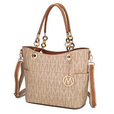 Imagem de MKF Collection Bolsa de ombro feminina, bolsa de mão de couro vegano, bolsa tiracolo com alça superior da Mia K, Bege Kissaten, Large
