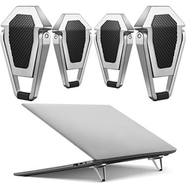 Imagem de 4 peças de suporte portátil para teclado para laptop mini alumínio para teclado dobrável resfriador suporte para laptop ajustável leve levantador de teclado para mesa de computador, laptops, notebooks 30 a 43 centímetros
