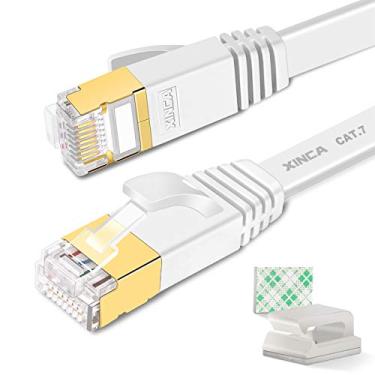 Imagem de Cabo Ethernet XINCA Cat 7 com clipes de cabo, 25Ft-White, 25Ft-White