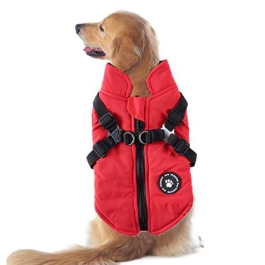 Imagem de Jaqueta quente para estimação, colete para cães pequenos com coleira para cachorro casaco inverno para clima frio, jaqueta quente para estimação, colete para cães pequenos, peitoral para cachorro, casaco inverno para clima frio Zekkle