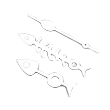 Imagem de MOOKEENONE 3 peças de ponteiros de relógio, espinha de peixe, ponteiro verde luminoso para NH35/NH36/4R/7S, White