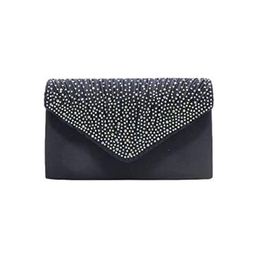 Imagem de JAMBHALA Bolsa de Mão com Strass Brilhante Envelope Para Noite Para Festa de Casamento Feminina Namoro (azul)