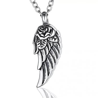Imagem de CNBPIC 12X38Mm Anjo Asa Colar Pingente de Aço Inoxidável Joias Presente