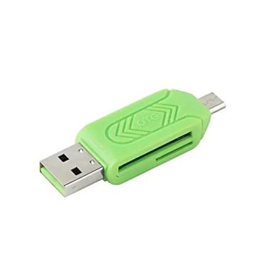 Imagem de Leitor De Cartão De Memória Adaptador OTG USB Notebook Computador Micro USB Tablet Celular Arquivos De Cartão SD Micro SD Portátil Plug And Play LINHA PREMIUM DUPIN (VERDE)