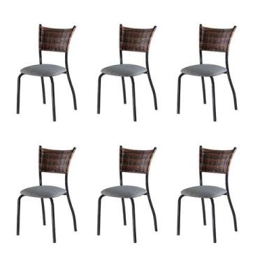 Imagem de Conjunto Com 6 Cadeiras Espanha Viii Cinza 89 Cm - Mais Decor