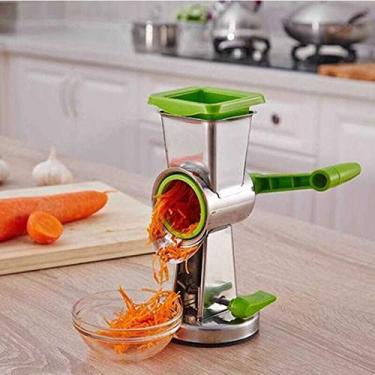 Imagem de fatiador de vegetais com 3 lâminas rotativas de aço inoxidável para moer, cortar seda, fatiar para cenoura, queijo, cebola