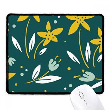 Imagem de Mousepad antiderrapante verde e branco com flores e bordas costuradas para presente