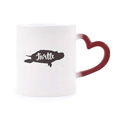 Imagem de Tartaruga preta e branca animal sensível ao calor Caneca vermelha muda de cor