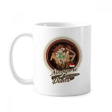 Imagem de Caneca clássica Singapura Bak Kut Teh de cerâmica branca presente com alças 350 ml