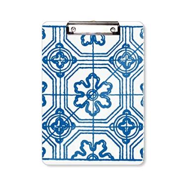Imagem de Talavera Estampa Azul Flor Ilustração Prancheta Pasta Bloco de Escrita Placa de Apoio A4