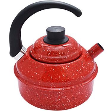 Imagem de Esmaltados Silva, 2029, Chaleira 1.8 Litros Carbono Esmaltado Ágata Retro, cor Vermelho, Aço