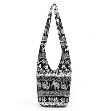 Imagem de MEIYIN Bolsa de ombro vintage hippie com franjas, bolsas grandes étnicas bolsa de viagem feminina, Preto, Medium