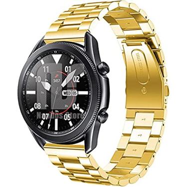 Imagem de Pulseiras NSmart em aço inox compatível com Samsung Galaxy Watch 3-41mm ou 45mm - (45MM - Gold 3 elos)