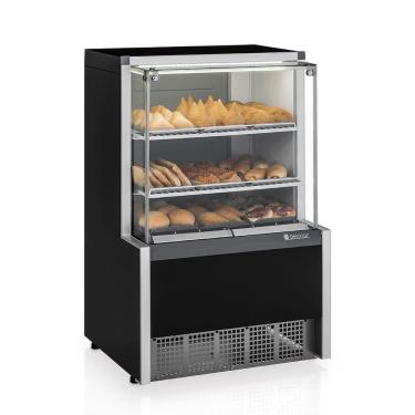 Imagem de Vitrine Expositora Aurora Vidro Reto Meqa-075r Preta Com Bandeja 127V - Gelopar