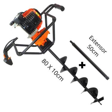 Imagem de Perfurador de Solo Vulcan VPS520 2 Tempos 52cc 2,5hp Broca 80x10cm com Pino Trava + Extensor de 50cm Ideal Para Plantio e Cultivo de Hortaliças