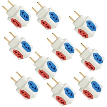 Imagem de Kit 10 Adaptadores de tomadas Benjamin Cubo 3D Com 4 Entradas 3 de 10 Amperes E 1 Entrada de Tomada 20 Amperes coloridas Plug Padrão Novo 3 Pinos