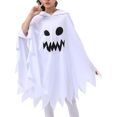 Imagem de Capa branca fantasma infantil meninos meninas Halloween fantasia fantasia cosplay capa poncho com capuz