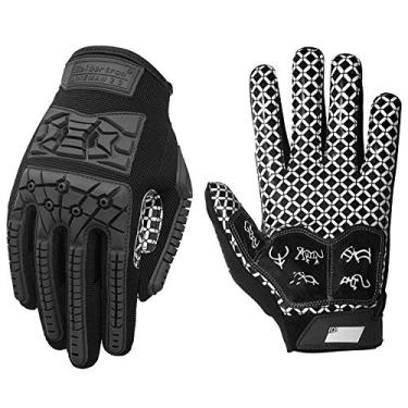 Imagem de Seibertron Lineman 2.0 Luvas acolchoadas para receptor de futebol americano, luva de dedo integral flexível TPR proteção contra impactos nas costas da mão jovem preta G