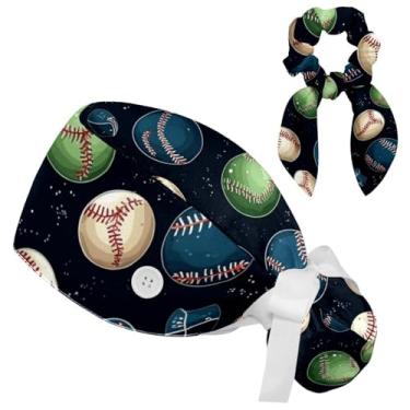 Imagem de Boné de trabalho ajustável com faixa de suor, boné de beisebol amarrado nas costas para cabelos longos bonés femininos, Multicolorido 4, Small-XX-Large