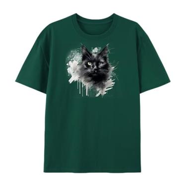 Imagem de Qingyee Camisetas Gothic Black Crow, Black Raven Camiseta com estampa Blackbird para homens e mulheres., Gato - verde escuro, M