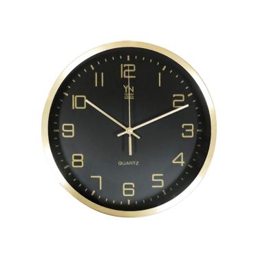 Imagem de Relógio para parede em alumínio YN Clock 25,2x4,2cm dourado