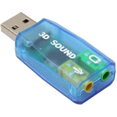 Imagem de Placa de Som Estéreo USB 2.0 para Áudio 3D Externa 5.1 Canal Virtual 5.1 para Windows e Mac, PC, Notebook com Fone de Ouvido e Microfone de 3,5 mm