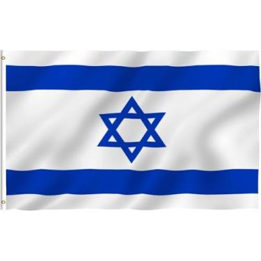 Imagem de Bandeira nacional de Israel dupla face 9,5 x 1,5 m para o exterior, bandeira de quintal grande grande Bandera de Israel, suporte orar por Israel Amizade casa dos EUA casa fazenda exterior decoração judaica banner presente com ilhós