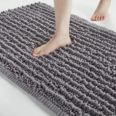 Imagem de FLOLEOPA Tapetes de banheiro de microfibra de pelúcia macia, absorventes antiderrapantes para lavagem à máquina, tapetes de banho secos para banheira, chuveiro e banheiro, tapete para porta de entrada